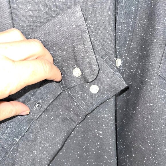 Obey Worldwide Button Down Shirt Mens Vintage Size XL Flannel White Speckled - Picture 7 of 9